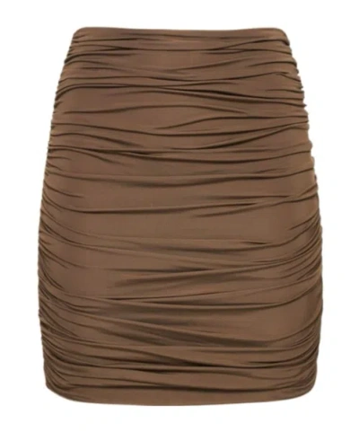 Giuseppe Di Morabito Ruched Jersey Mini Skirt In Brown