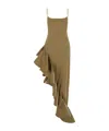 Giuseppe Di Morabito Cotton Dress With Asymmetric Hem And Ruffled Detail In Green