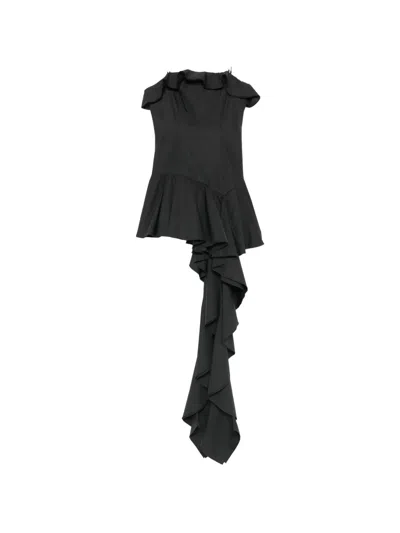 Giuseppe Di Morabito Ruffled Asymmetric Mini Dress In Black