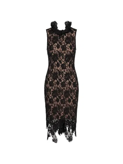 Giuseppe Di Morabito Ruffled Lace-overlay Midi Dress In Black