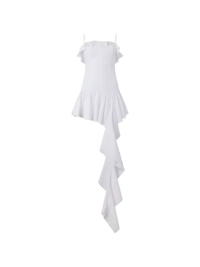 Giuseppe Di Morabito Ruffled Asymmetric Mini Dress In White