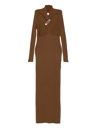 Giuseppe Di Morabito Geripptes Kleid Mit Sicherheitsnadel In Brown