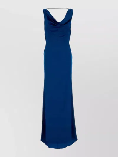 Giuseppe Di Morabito Satin Cowl Neck Sleeveless Long Dress In Blue