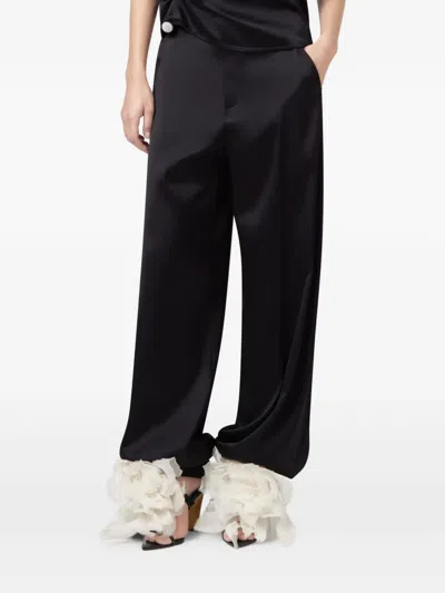 Giuseppe Di Morabito Satin Floral-detail Trousers In Black