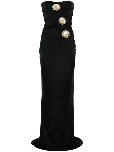 Giuseppe Di Morabito Seashell-brooch Maxi Dress In Black