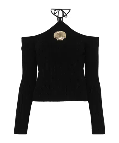 GIUSEPPE DI MORABITO SEASHELL-BROOCH SWEATER