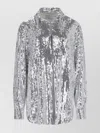 Giuseppe Di Morabito Sequin Embellished Collared Neck Long Sleeves Top In Grey