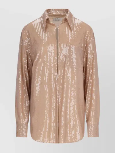 GIUSEPPE DI MORABITO SEQUIN EMBELLISHED LONG SLEEVE TOP WITH CHEST POCKET