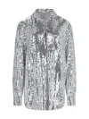 Giuseppe Di Morabito Sequin Embellished Collared Neck Long Sleeves Top In Silver