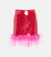 Giuseppe Di Morabito Sequined Feather-trimmed Miniskirt In Mt Pink