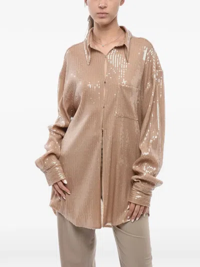 Giuseppe Di Morabito Sequin-embellished Shirt In Nude