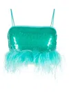 Giuseppe Di Morabito Sheer Crystal-embellished Top In Blue