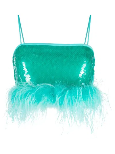 Giuseppe Di Morabito Sheer Crystal-embellished Top In Blue