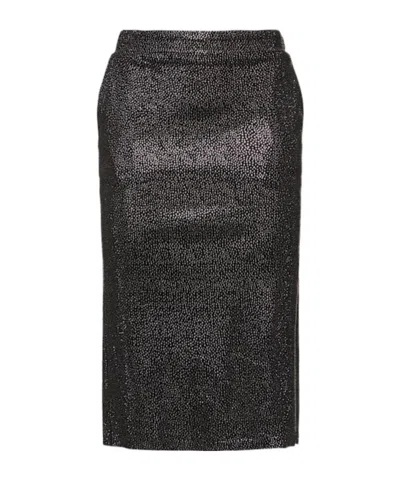 Giuseppe Di Morabito Embellished Knee-length Metallic Textured Skirt In Black