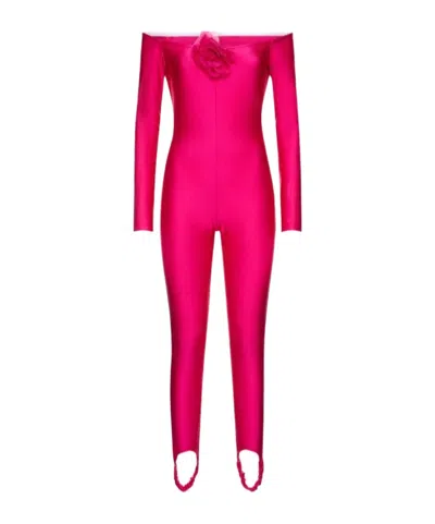 Giuseppe Di Morabito Shiny Elastic Knit Jumpsuit In Pink