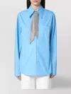 Giuseppe Di Morabito Rhinestone Scarf Buttoned Shirt In Blue