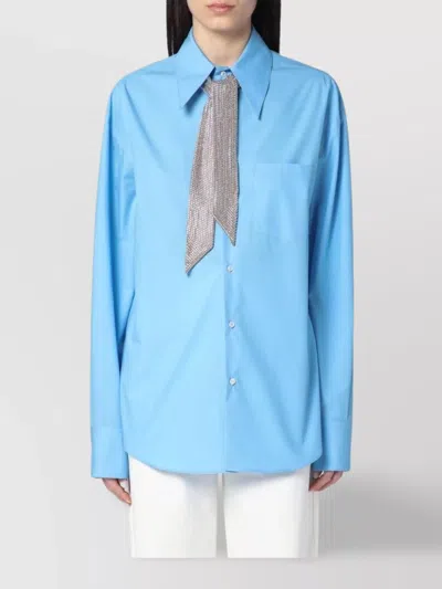 Giuseppe Di Morabito Shirt And Rhinestone Scarf In Blue
