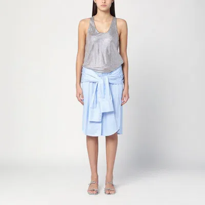 Giuseppe Di Morabito Shirt Dress In Light Blue With Rhinestones In Multicolor