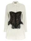 Giuseppe Di Morabito Long Sleeve Corset Style Lace Dress In White