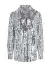 Giuseppe Di Morabito Sequin Embellished Collared Neck Long Sleeves Top In Silver