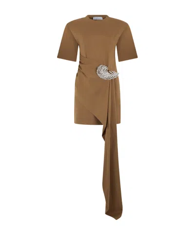 Giuseppe Di Morabito Embellished Draped Mini Dress In Brown