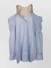 Giuseppe Di Morabito Shoulder Mesh Striped Long Sleeve Top In Blue
