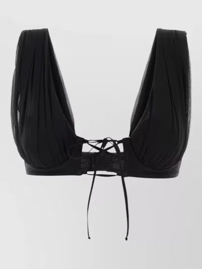 Giuseppe Di Morabito Silk Bra Top Deep V Neckline In Black
