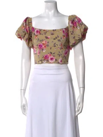 Pre-owned Giuseppe Di Morabito Silk Floral Print Crop Top In Multicolor