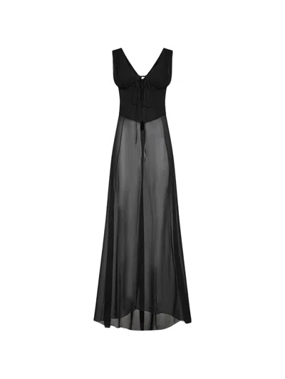 Giuseppe Di Morabito Black Silk Bustier Top With Sheer Skirt
