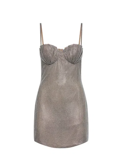 Giuseppe Di Morabito Crystal-embellished Sweetheart-neck Mini Dress In Silver