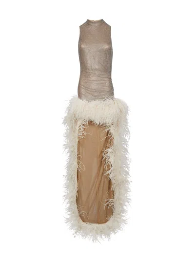 Giuseppe Di Morabito Silver Crystal-embellished Tulle Asymmetric Maxi Dress In Neutral