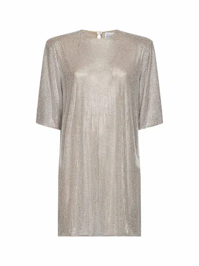 Giuseppe Di Morabito Silver Crystal-embellished Tulle T-shirt Mini Dress In Pink