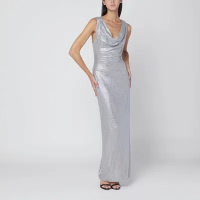Giuseppe Di Morabito Long Dress Featuring Crystals And Back Slit In Silver