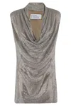 Giuseppe Di Morabito Silver Mini Dress With Draped Neckline In Metallic