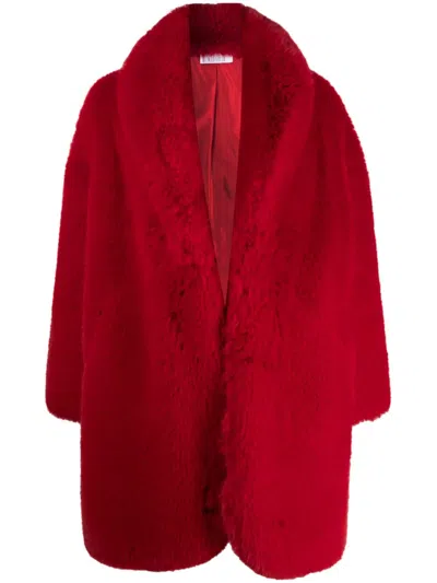 Giuseppe Di Morabito Knielanger Mantel Mit Faux-fur-futter In Red