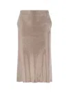 Giuseppe Di Morabito Metallic Finish Skirt With Back Slit And Side Pockets In Beige