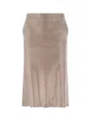 Giuseppe Di Morabito Metallic Finish Skirt With Back Slit And Side Pockets In Beige