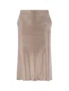 Giuseppe Di Morabito Metallic Finish Skirt With Back Slit And Side Pockets In Beige