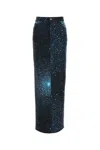 Giuseppe Di Morabito High Waist Denim Skirt With Glitter Finish In Multi