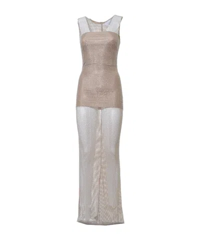 Giuseppe Di Morabito Sleeveless Mesh Maxi Dress In Neutral