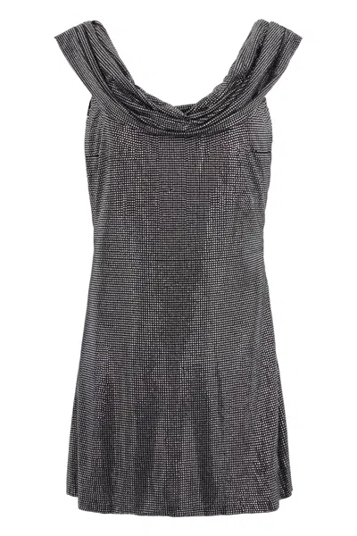 Giuseppe Di Morabito Sleeveless Mini Dress With Rhinestones In Gray