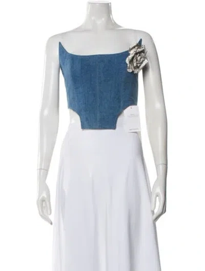 Pre-owned Giuseppe Di Morabito Square Neckline Sleeveless Top In Blue