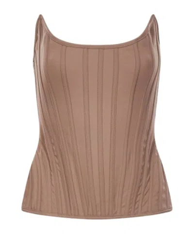 Giuseppe Di Morabito Panelled Corset Top In Brown