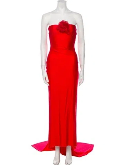 Pre-owned Giuseppe Di Morabito Strapless Long Dress In Red