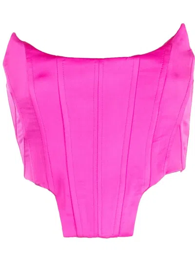 Giuseppe Di Morabito Strapless Satin Corset Top In Rosa