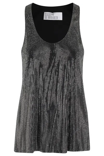 Giuseppe Di Morabito Strass-embellished Sleeveless Top With Round Neckline In Black