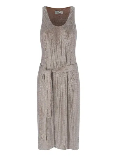 GIUSEPPE DI MORABITO STRASS MIDI DRESS - BROWN