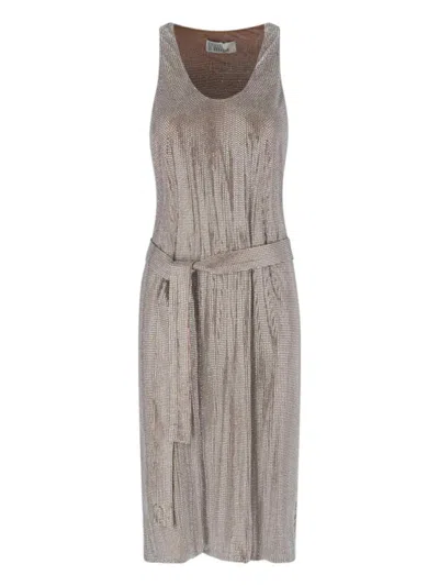 GIUSEPPE DI MORABITO GIUSEPPE DI MORABITO STRASS MIDI DRESS – BROWN