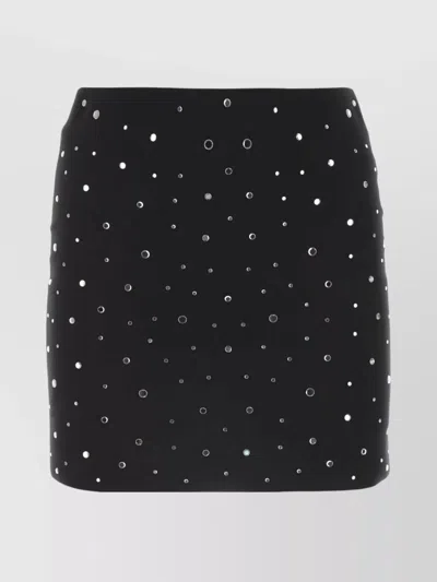 GIUSEPPE DI MORABITO STRETCH COTTON BLEND MINI SKIRT WITH EMBELLISHED DETAIL