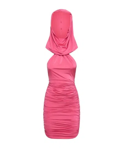 Giuseppe Di Morabito Stretch Jersey Hooded Mini Dress In Pink